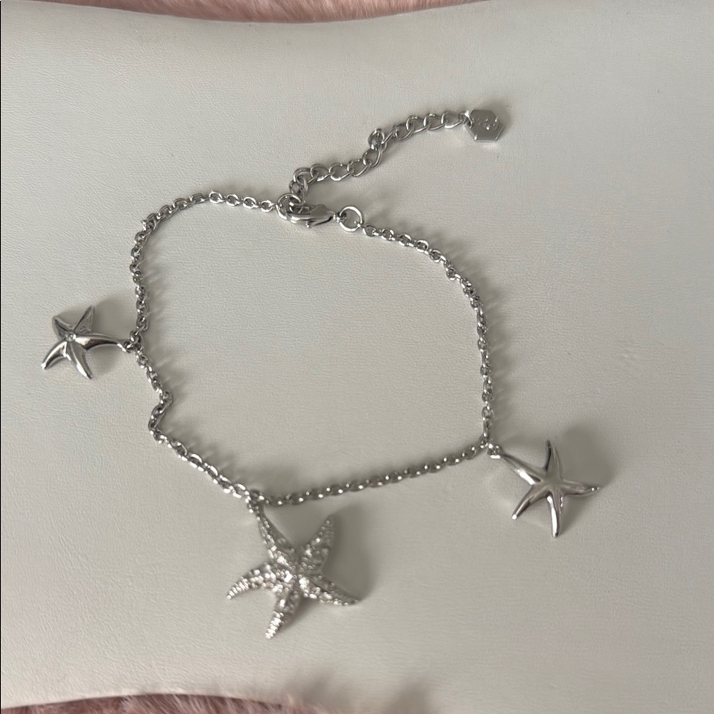 Touchstone Crystal by Swarovski Starfish Charm Anklet – Silver Chain